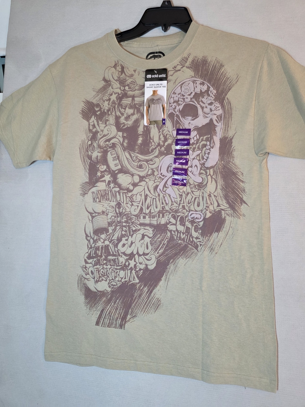 Ecko Unlimited Sand Short Sleeve Tee with Brown Graphic
